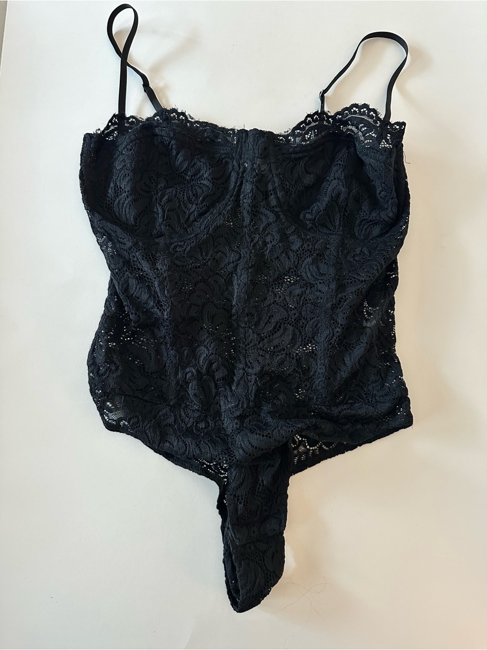 Studio Pasha Women’s Sexy Black Lace Thong Bodysuit Size Medium